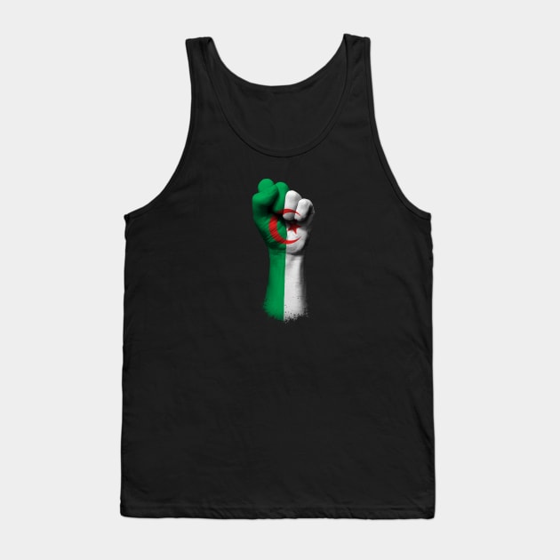 Flag of Algeria on a Raised Clenched Fist Tank Top by jeffbartels